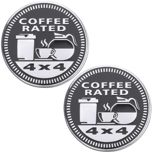 Image of GORGECRAFT 2Pcs Coffee Rated Badge Round Car Stickers Self Adhesive Metal Car Badge Emblem 4 x 4 Car Decals Stickers Car Decorative Emblem Compatible with Vehicles Trucks SUV RV