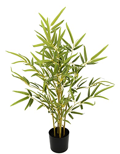 Suusolny Künstlicher Bambus 100cm - Kunstpflanze Im Topf Für Wohnzimmer & Garten