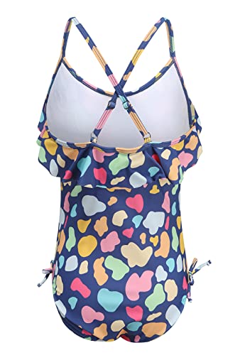 Image of Girls One Piece Swimsuits Halter Bathing Suits Summer Ruffler Swimwear 2-14 Years