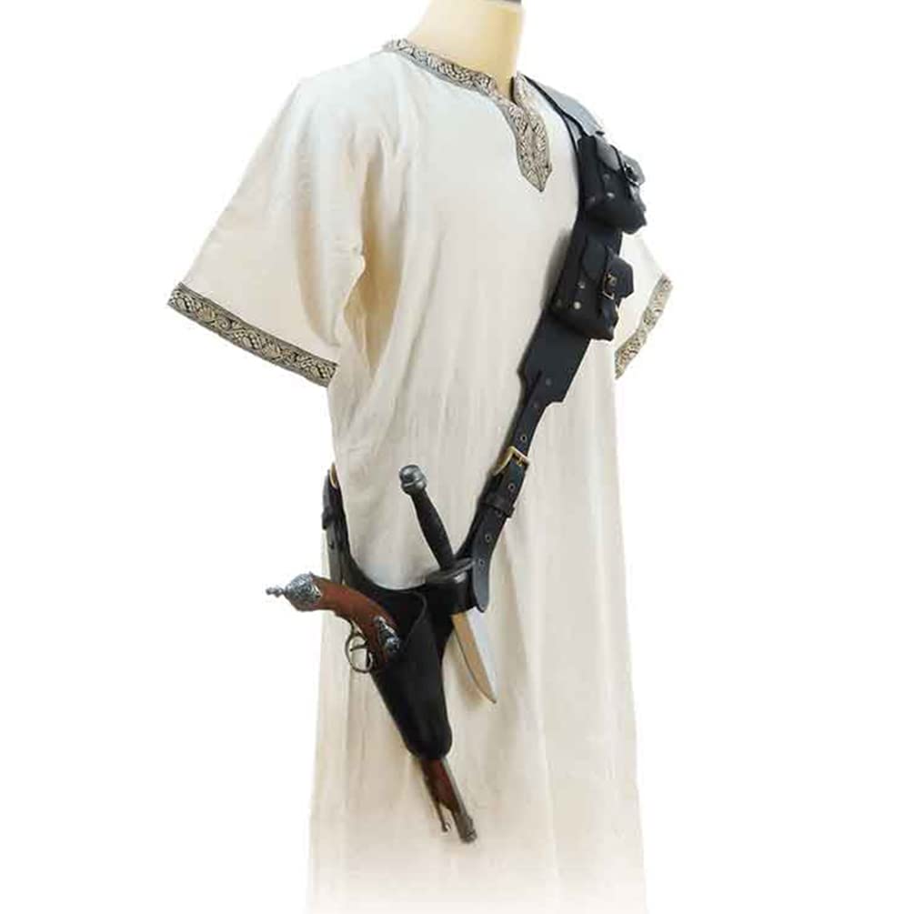 Renaissance Medieval Knight Flintlock Strap Double Holste Adjustable Steampunk Pirate Warrior Cosplay Halloween Accessoires