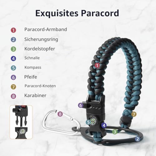 Trebo 3.8 L Edelstahl Trinkflasche Isoliert mit Paracord-Griff & 3 Deckeln – Ansicht 5