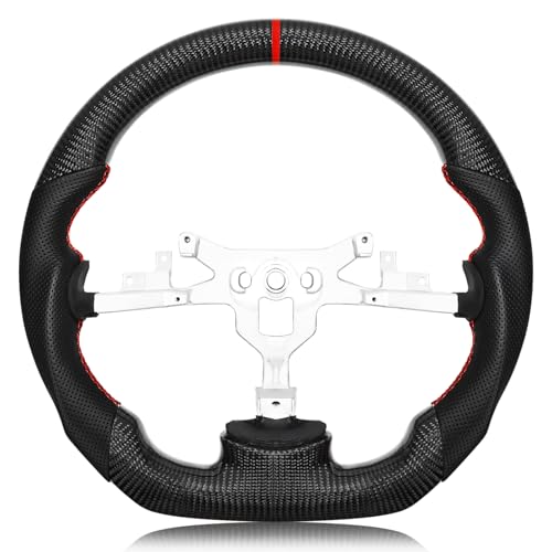 VOONKE Real Carbon Fiber Steering Wheel For Chevrolet Corvette C6 2006-2011 ZR1 Z06 D-shaped Nappa Perforated Leather Flat-bottom Steering Wheel For Chevrolet C6