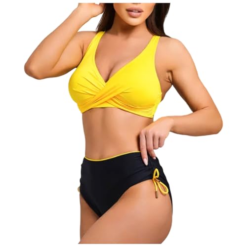 Conjunto de Tankini de 2 Piezas para Mujer Traje baño atlético con Top Cruzado y Braguita Cintura Alta con Cordón Lateral Traje Baño Dos Piezas para Mujer Diseño Moderno Playa y Piscina