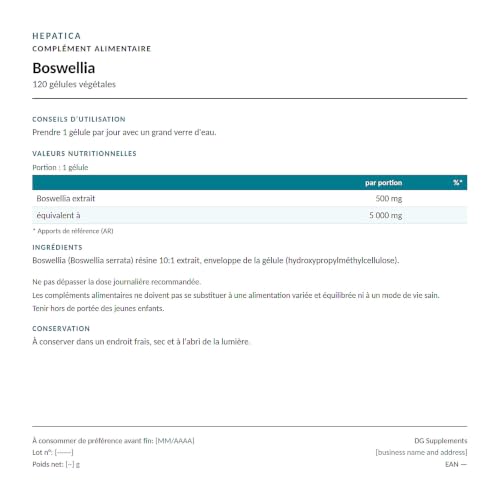Hepatica Boswellia Serrata (Encens Indien) 5.000 mg Équivalent | Extrait 10:1 500 mg | 65% d'Acides Boswelliques | 120 Gélules Véganes | GMP & laboratoire indépendant – vue 9