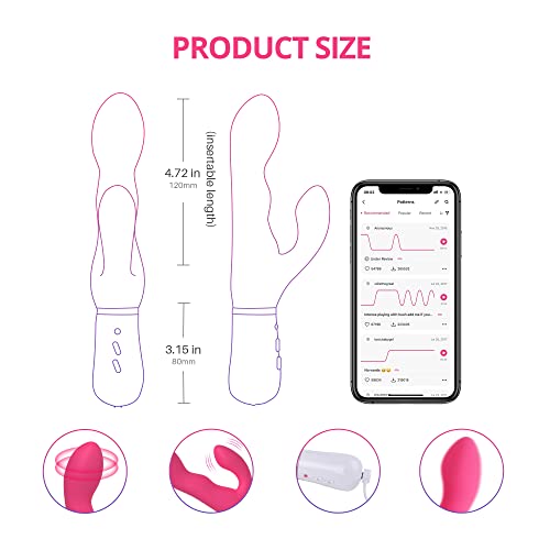 LOVENSE Nora Rabbit Vibrator with APP Control, Pink G Spot Thrusting Vibrator Rabbit with Dual Motor, Clitoral Stimulator Dildo Massager, Sex Toys for Women with Smartphone Wireless Bluetooth