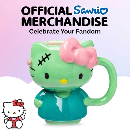 Image of Silver Buffalo Sanrio Hello Kitty Frankenstein Look, 3D Sculpted Mug, 20oz | Halloween Costume, Ceramic, 0.59 Liters