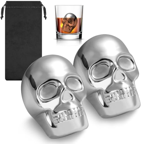 Moldes para cubitos de acero inoxidable con diseño de calavera, set de 2 miniatura 1