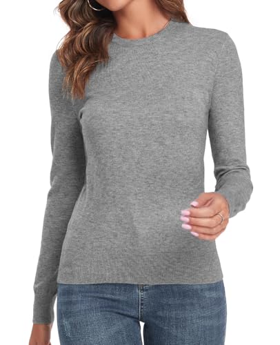 QUALFORT Women's Sweaters Long Sleeve Soft Lightweight Basic Knitted Pullover Sweater3