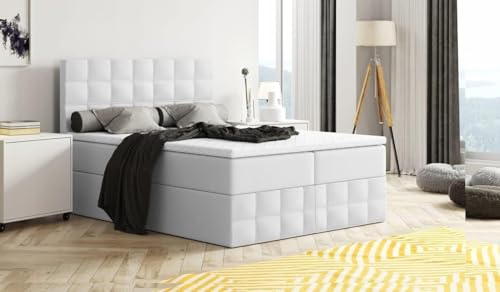 Generisch Moderne Boxspringbett MERA Premium Bett mit Bettkasten Ziernähten Bonell Matratze H3 Federkern Topper Polsterbett Doppelbett Schlafzimmer...