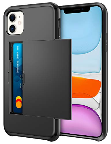 Coolden Coque pour iPhone 11 Armor Antichoc Coque iPhone 11 Portefeuille Housse de Protection Heavy Duty TPU Souple Rigide Bumper avec Porte-Carte Fentes pour Carte Étui Coque pour iPhone 11-Noir Cover