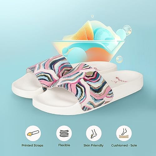 Image of YOHO Tropica Printed Comfortable Women Slides | Stylish Rainy Footwear & Waterproof Monsoon Sandals | Soft Inner Lining On Strap