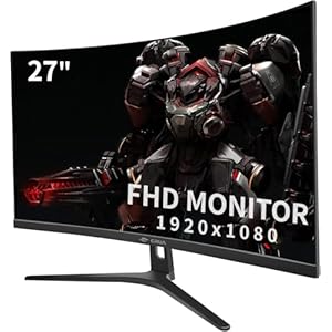 CRUA Curved Gaming-Monitor 27 Zoll 180Hz, FHD 1080P 1800R PC-Monitor, 1 ms GTG mit FreeSync, geringe Bewegungsunschärfe, Augenschutz, VESA, DisplayPort, HDMI, schwarz