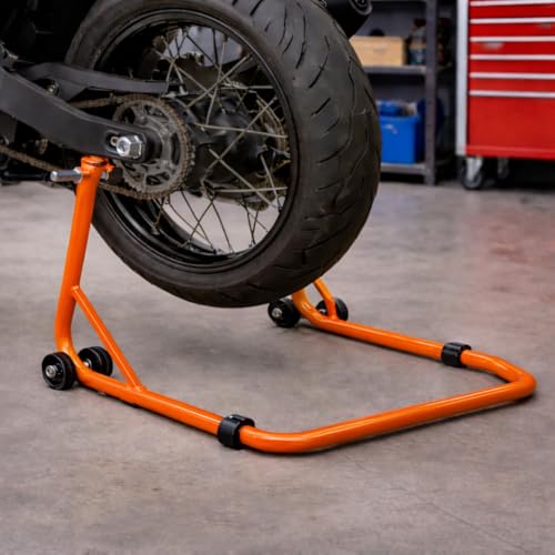 Image of Bike World Adjustable Rear Paddock Stand | (Up to 280kg) | Detachable Design | Easy Bike Maintenance | Strong Build | Wide Tyre Support | Pack of 1 (Orange)