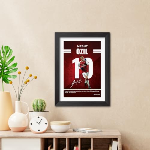 Image of TenorArts Mesut Ozil Quotes Poster Arsenal Laminated Photo Print Frame Painting with Matt Finish Black Texture (12 inches x 9inches)
