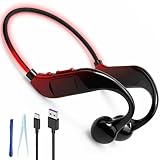 Casque Conduction Osseuse Bluetooth 5.4 Étanche IPX5 avec Mémoire MP3 32 Go, Écouteurs Sport Sans Fil à Écoute Ouverte avec Micro, Autonomie Longue Durée et Faisceau Lumineux pour Course et Cyclisme