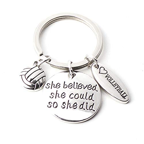 Wen XinRong Volleyball Keychain Gift, She Believed She Could So She Did Volleyball Keychain Perfect Volleyball Charms Jewelry Gift for Women Girls Volleyball Player Coach