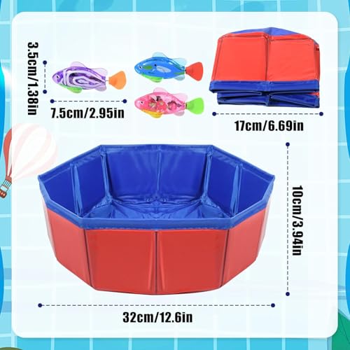 Esoes Katzenspielzeug Elektrisch Katzenpool Mit Fischen, 3 LED Robo Fisch Katzen Wasserspielzeug Elektrische Roboter Fische Wasser Pool für Katzen