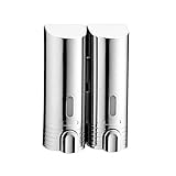 HDZWW Desinfektion Mittel Spender, Doppelseife Shampoo Dispenser Hotel oder Badezimmer Chrom Wandmontage Duschbox Klar Shampoo Druck Handwäsche Flüssigkeitsflasche