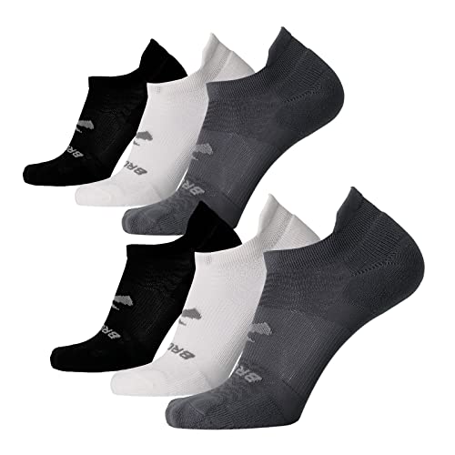 Brooks Run-In No Show Socks I Comfort Fit, Unisex, Performance Running Socks (6-Pack Set) - Asphalt/White/Black - M