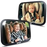 Onco Baby Car Mirror (2 Pack) - 100% Shatterproof & Shakeproof, Award-Winning Car Mirror Baby Rear View, Non-Slip with 360° Rotation, Newborn Essentials