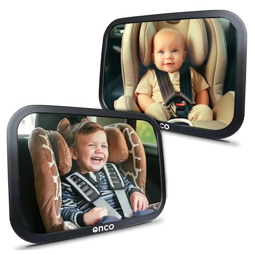 Onco 360° Baby Autospiegel (2er-Pack) - 100% Bruchsicher & Rutschfest, 2024 & 2023 Preisgekrönt, Spiegel Auto Baby Rückbank, Doppelpack (17,5 x 24,5 cm)