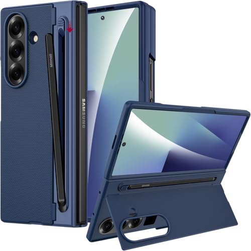 Miimall for Samsung Galaxy Z Fold 7 Case with S Pen [Built-in Screen Protector] [Foldable Stand] [Military Grade Drop Protection] Hard Slim Heavy Duty All-Inclusive Cover for Galaxy Fold 7-Blue