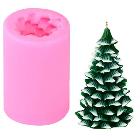 3D Christmas Tree Candle Mold Silicone Molds for Candle Making Xmas Pine Tree Silicone Soap Molds DIY Cake Decoration Bath Bomb Chocolate Jello Crayon Wax Cover