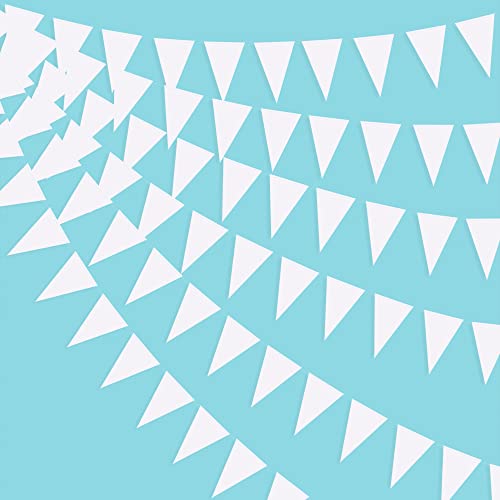 Le Drapeau du Triangle Affiche Double Sided Pearly White Paper Pennant Bunting Garland pour la fête du bébé Bridal Anniversaire Bachelorette Anniversaire de...