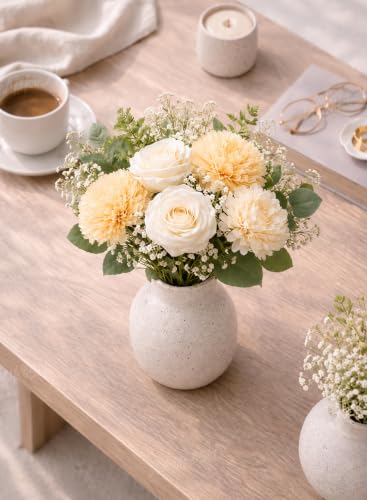 Image of Divyakosh Artificial Flowers for Home Decoration- Flora for Decor| Artificial Flowers for Vase (VASE NOT Included) Home Decor Items, Artificial Peach Dahlia & Rose Flowers Bunch for Vase