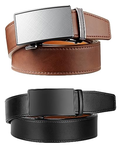 Image of Zitahli Leather Ratchet Belt for Men - 2 Pack Mens belt,Customizable Fit