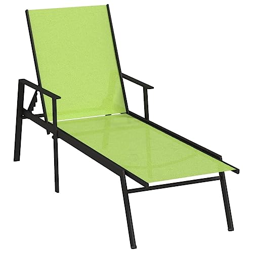 Chaise longue d'extérieur en acier vert et textilène pour jardin - 4