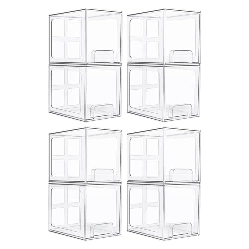 Vtopmart 8 Pack Stackable Under Sink Organizer Drawers, Clear Acrylic