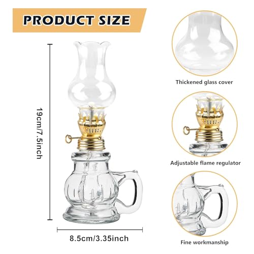 2 Stück Glas Petroleumlampe Öllampe Laterne, Öllampen Aus Glas, Petroliumöllampe Vintage Petrollampe Kerosinlaterne Petroleum Lampen Öl Lampen, Für Wohnzimmer, Esszimmer, Garten, Notfalleinsatz