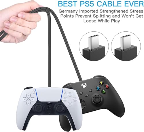 Carregador de controle PS5 – Cabo de carregamento rápido OEM original 3A USB C para USB C, acessório