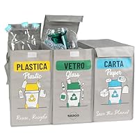 Set 3 Contenitori Per Raccolta Differenziata - Cestini Spazzatura Con Coperchio Per Casa, Ufficio E Negozi - Foto 2