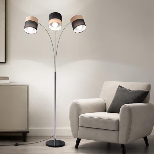 Image of Floor Lamps for Living Room, Brushed Nickel Arc Floor Lamp, 3 Light Tall Floor Lights Living Room, 71 inch Mid Century Tree Floor Lamp for Bedroom, Office(Bulb not Included)