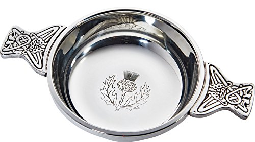 Quaich taza de degustación escocesa grabada cuenco celta bautizo 3