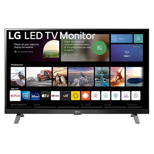 LG Electronics TV Monitor 27TQ625S 27 Inch Full HD 1080p IPS Panel Wifi & Bluetooth Connectivity Virtually Borderless webOS Smart TV Apps with Remote Control Black