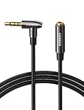 UGREEN 3.5mm Klinkenkabel Verlängerung Aux Verlängerung Winkel Audio Verlängerungskabel 4 Polig unterstützt Mikrofon für Autoradio, Kopfhörer, Headset usw.(5m)