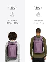 ECOHUB Rucksack Easyjet Handgepäck, Handgepäck Rucksack Flugzeug Damen mit 13 Taschen, Wasserdichter Recyceltes PET Reiserucksack, Groß Reisetasche 30L, 45x36x20 (Rosa) – Ansicht 5