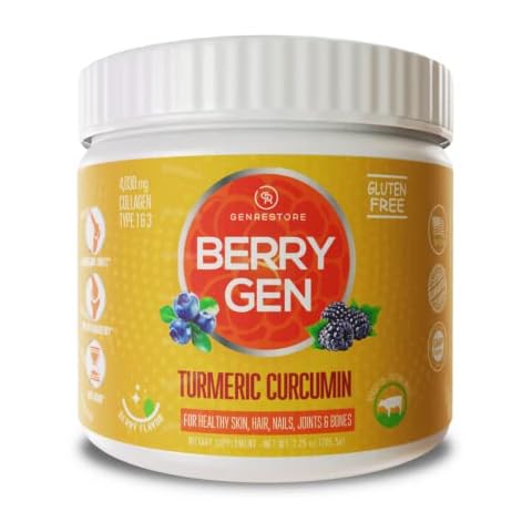 Berry Gen: Turmeric Curcumin Collagen Powder with Vitamin C - 30 Servings - Anti-Aging and Rich in Antioxidants - Supports Energy - Made in The USA (1) Cover