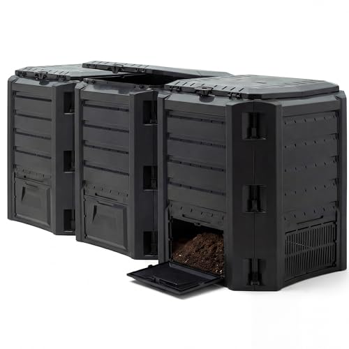 DEUBA 1200L Garden Compost Bin Food Waste Caddy Garden Waste Boxes Black