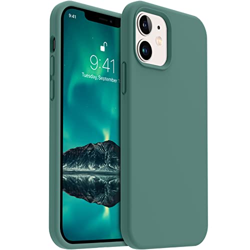 AOTESIER Compatible with iPhone 12 Phone Case and iPhone 12 Pro Case,Silky Touch Premium Soft Liquid Silicone Rubber Anti-Fingerprint Full-Body Protective Flexible Bumper Case, Midnight Green