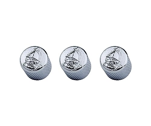Guyker Guitar Bass Potentiometer Control Knobs with 6mm Dia. Shaft Pots - 3PCS Zinc alloy Speed Tone Volume Knob Replacement for Electric Guitar or Precision Bass, (No.6 Pattern Top, chrome)