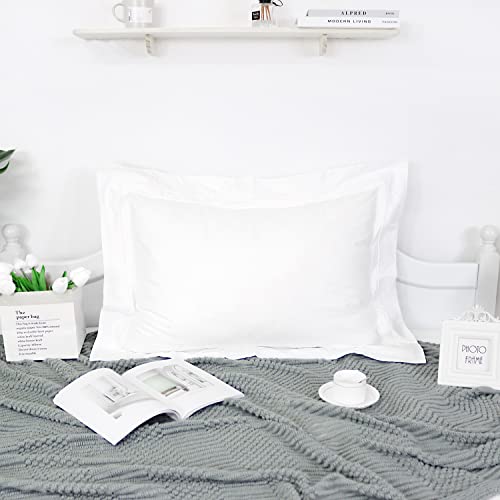 Lemfux 100% Cotton White Pillow Shams With Decorative Lines, Elegant Luxury Pillowcases For Bed Pillows, Ultra Comfortable Durable Pillow Covers With Envelope Closure (Queen Size, 2 Pack) #TOP3