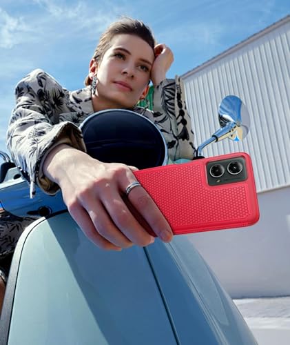 Image of FNTCASE for Motorola Moto G-5G-2024 Case: Dual Layer Heavy Duty Cell Phone Protective Cover Shockproof Rugged with Non-Slip Textured - Military Drop Protection Bumper Tough Case (Red)
