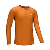 G Gradual ボーイズ ユース コンプレッションシャツ 長袖 フットボール 野球 アンダーシャツ 速乾 スポーツ ベースレイヤー 男の子用, オレンジ, Small