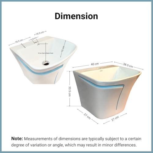 Image of Wall Mounted Wash Basin for Bathroom | Wall Hung Wash Basin /Sink (15.35 x 16.14 x 13 Inch, SFKOP - 203)