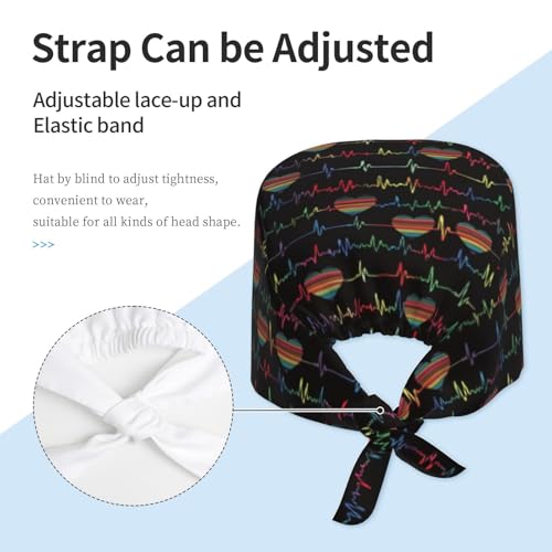 Image of Working Cap Scrub Cap with Sweatband Adjustable Unisex Tie Back Hat for Cleaning Farm Nursing