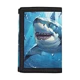 Noteligou Shark Kids Wallet for Boys Wallets with Coin Pocket Id Window CuteTrifold Card Holder Wallet Organizer Multi-Compartment Wallet to Store Your Cards Small Tri-folded Wallet